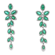 Load image into Gallery viewer, 2.02ct Emerald Zircon Dangle Earrings Sterling Silver
