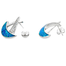 Load image into Gallery viewer, Created Opal Dangle Earrings Sterling Silver
