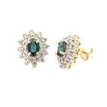 Load image into Gallery viewer, 2.30ct Sapphire Diamond Earrings 14KT Yellow Gold
