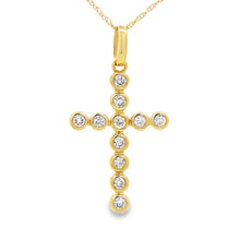 Load image into Gallery viewer, .31ct Diamond Cross Religious Pendant 14KT Yellow Gold
