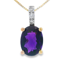 Load image into Gallery viewer, Amethyst Diamond Fashion Pendants 10KT Yellow Gold
