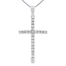 Load image into Gallery viewer, .21ct Diamond Cross Religious Pendant 14KT White Gold
