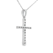Load image into Gallery viewer, .19ct Diamond Cross Religious Pendant 14KT White Gold

