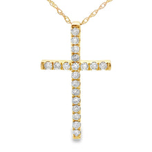 Load image into Gallery viewer, .24ct Diamond Cross Religious Pendant 14KT Yellow Gold
