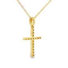 Load image into Gallery viewer, .11ct Diamond Cross Religious Pendant 14KT Yellow Gold
