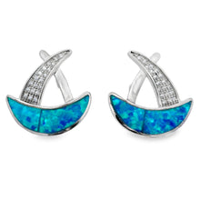 Load image into Gallery viewer, Created Opal Dangle Earrings Sterling Silver
