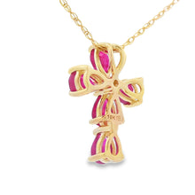 Load image into Gallery viewer, Ruby Diamond Cross Religious Pendant 10KT Yellow Gold
