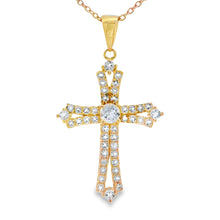 Load image into Gallery viewer, Topaz Cross Religious Pendant Sterling Silver
