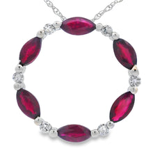 Load image into Gallery viewer, Ruby Diamond Circle of Love Pendant 10KT White Gold
