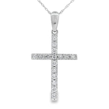 Load image into Gallery viewer, .45ct Diamond Cross Religious Pendant 14KT White Gold
