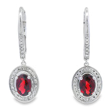 Load image into Gallery viewer, 1.41ct Garnet Diamond Dangle Earrings 10KT White Gold
