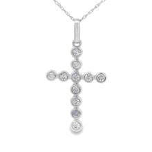 Load image into Gallery viewer, .31ct Diamond Cross Religious Pendant 14KT White Gold
