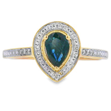 Load image into Gallery viewer, .54ct Sapphire Diamond Ring 10KT Yellow Gold
