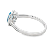Load image into Gallery viewer, .59ct Blue Topaz Diamond Ring 10KT White Gold

