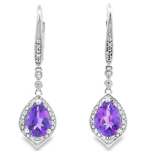 Load image into Gallery viewer, 2.13ct Amethyst Diamond Dangle Earrings 10KT White Gold
