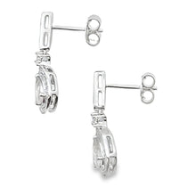 Load image into Gallery viewer, Rose Quartz Diamond Dangle Earrings 10KT White Gold
