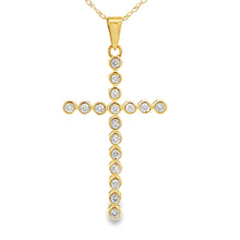 Load image into Gallery viewer, .17ct Diamond Cross Religious Pendant 14KT Yellow Gold
