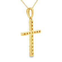 Load image into Gallery viewer, .45ct Diamond Cross Religious Pendant 14KT Yellow Gold
