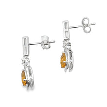 Load image into Gallery viewer, .89ct Citrine Diamond Dangle Earrings 10KT White Gold
