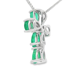 Load image into Gallery viewer, Emerald Diamond Cross Religious Pendant 10KT White Gold
