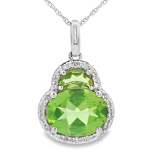 Load image into Gallery viewer, 2.29ct Peridot Diamond Fashion Pendants 14KT White Gold
