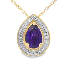 Load image into Gallery viewer, Amethyst Diamond Fashion Pendants 10KT Yellow Gold
