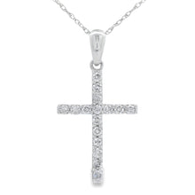 Load image into Gallery viewer, .25ct Diamond Cross Religious Pendant 14KT White Gold
