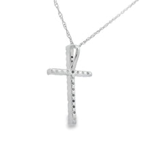 Load image into Gallery viewer, .11ct Diamond Cross Religious Pendant 14KT White Gold
