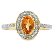 Load image into Gallery viewer, Natural .51ct Citrine Diamond Ring 10KT Yellow Gold
