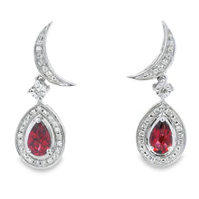 Load image into Gallery viewer, .62ct Garnet Diamond Dangle Earrings 10KT White Gold
