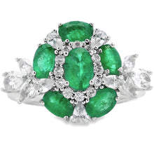Load image into Gallery viewer, 2.98ct Emerald Zircon Ring Sterling Silver
