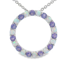 Load image into Gallery viewer, Created Opal Circle of Love Pendant Sterling Silver
