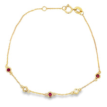 Load image into Gallery viewer, .25ct Ruby Diamond Bracelet 14KT Yellow Gold
