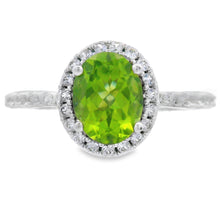 Load image into Gallery viewer, Peridot Created Sapphire Ring Sterling Silver
