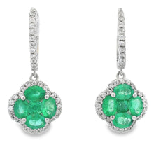 Load image into Gallery viewer, 1.93ct Emerald Zircon Dangle Earrings Sterling Silver
