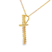 Load image into Gallery viewer, .10ct Diamond Cross Religious Pendant 14KT Yellow Gold
