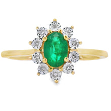 Load image into Gallery viewer, .43ct Emerald Diamond Ring 10KT Yellow Gold
