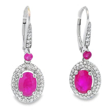 Load image into Gallery viewer, 3.50ct Ruby Diamond Dangle Earrings 10KT White Gold
