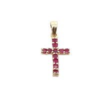 Load image into Gallery viewer, .21ct Ruby Cross Religious Pendant 10KT Yellow Gold
