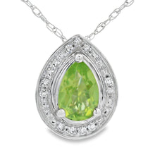 Load image into Gallery viewer, .47ct Peridot Diamond Fashion Pendants 10KT White Gold
