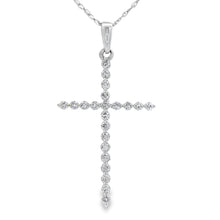 Load image into Gallery viewer, .21ct Diamond Cross Religious Pendant 14KT White Gold
