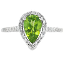 Load image into Gallery viewer, 1.10ct Peridot Diamond Ring 14KT White Gold
