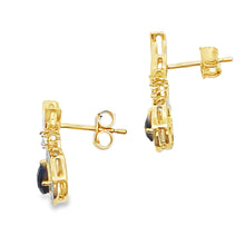 Load image into Gallery viewer, .55ct Onyx Diamond Dangle Earrings 10KT Yellow Gold
