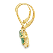 Load image into Gallery viewer, .90ct Emerald Diamond Dangle Earrings 10KT Yellow Gold
