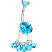 Load image into Gallery viewer, Aqua Gem Swagger Sweep Dangle Belly Ring
