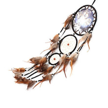 Load image into Gallery viewer, Indian Wolf Dream Catcher With Brown Feathers Dream-catcher Bead Beautiful Home Hanging Decoration Fashion Handmade Ornament Gift Wall Decor For Bedroom Festival Celebration Boho Moon Dream Catcher
