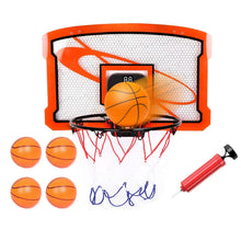 Load image into Gallery viewer, Indoor Mini Basketball Hoop Set with 4 Inflatable Balls Electric Audio Scorer
