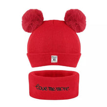 Load image into Gallery viewer, Infant Baby Winter Warm Knit Bobble Beanie Hat with Scarf Set
