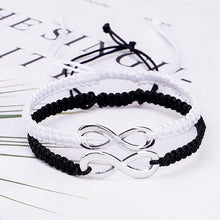 Load image into Gallery viewer, Infinite Sign Handmade Black/White Rope Braid Bracelet Bangle For Women Men Charm Adjustable Matching Bracelets For Couples His And Hers Infinity Sign Handmade Rope Braided Stainless Steel BFF Bracelets
