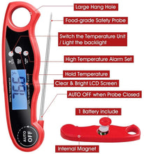 Load image into Gallery viewer, Instant Read Meat Thermometer Upgraded Instant Read Meat Thermometer 2-in-1 Ultra Fast Digital Meat Thermometer for Cooking Oven Safe Food Thermometer Waterproof Ultra Fast Digital Food Water Milk Thermometer for Outdoor Cooking BBQ and Kitchen
